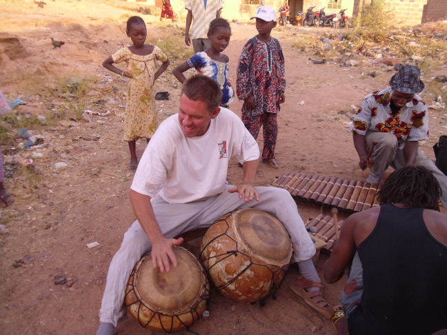 Playing drums in Mali